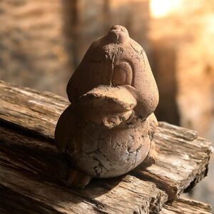 Rustic Clay Duck Figurine